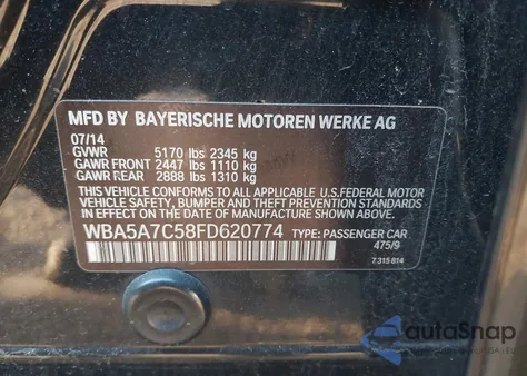 2015 BMW 528I xDrive из США, поврежденный, VIN WBA5A7C58FD620774